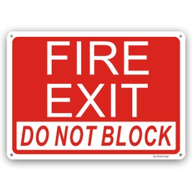 Fire Exit Do Not Block Sign, 10 x 7 x 0.04 inches, Metal, Climate/Fading/Bending Resistant.