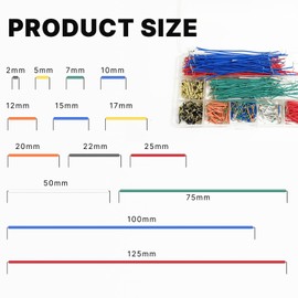 840 Piece Breadboard Jumper Wire Set, Electronic Breadboard Breadboard Breadboard Wire Bridges Set, 14 Different Lengths from 2 mm to 125 mm, Highly Conductive Copper Material, Includes Plastic