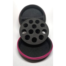 Round Hard Shell Case for 1/4 5/8 DRAM Micro Mini Roll-on Glass Bottles with Metal Roller Balls - Refillable Aromatherapy Essential Oil Roll On (HOLDS 12 VIALS) (1ML Mix bottle)