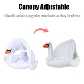 Infants Pool Swim Float with Canopy Inflatable Outdoor Swimming Ring Seat, White Swan Kids Baby Toddler from 12 Months to 48 Months