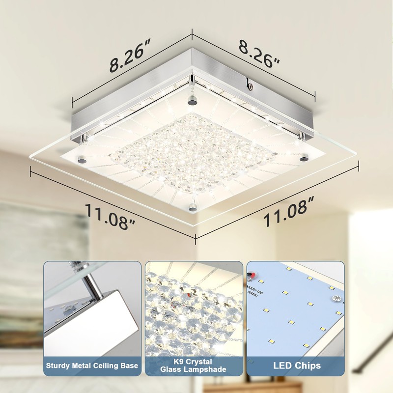 Auffel Square Flush Mount Dimmable Light Fixtures - 11IN Kitchen,