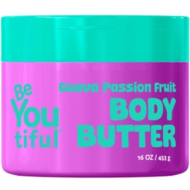 BeYoutiful Natural Body Butter for Dry Skin, Guava Passion Fruit, Cruelty Free Moisturizer for Kids & Teens, Coconut Oil & Shea Butter, 16 oz
