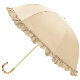Camio Japan 210503 Pink Tric Parasol, For Both Sunny and Rainy Weather, Fully Blackout 2 Tier Folding Umbrella, Frilled, Latte Beige, 19.7 inches (50 cm)