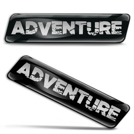 Biomar Labs 2 x 3D Gel Silicone Stickers Bumper Sticker Decals Badge Emblem Auto Tuning for Car Motorcycle Helmet Bike Black Silver Adventure KS 14