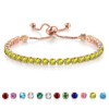 Birthstone Tennis Bracelet for Women Adjustable Crystal Bracelet Brass Gold