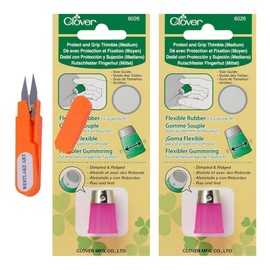 westlake art Protect Grip Thimble Medium, Bundle with Embroidery Scissors, Ergonomic, Breathable Metal Thimble for Hand Sewing, Thimbles for Hand Sewing, Quilting & Embroidery (Pack of 2)