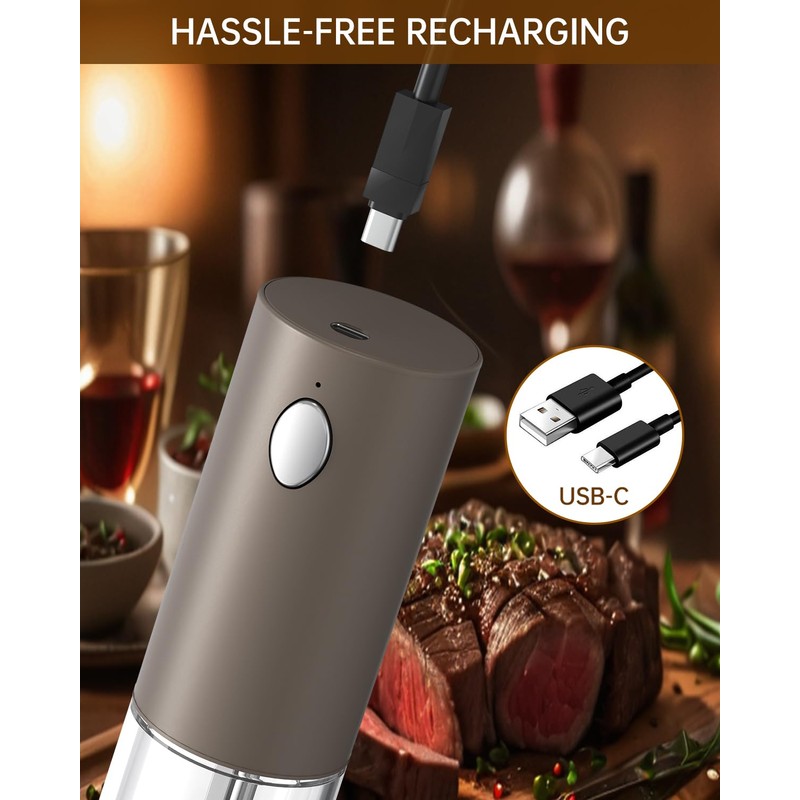 CIRCLE JOY Electric Salt and Pepper Grinder Set Rechargeable Salt