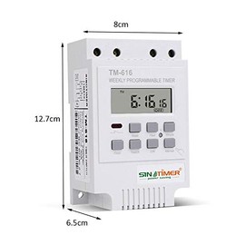 Programmable Digital Timer, TM616 Digital Electrical Timer Plug Socket with LCD Display for Lights, 24 Hours / 7 Days A Week Programmable (White,220V)