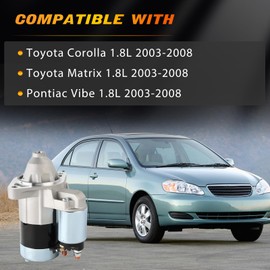 Soklopi 410-52207 Starter Motor Compatible with Toyota Corolla 1.8L 2003-2008, Matrix 1.8L 2003-2008, Pontiac Vibe 1.8L 2003-2008 Replace 28100-0D080 28100-22090 428000-0340