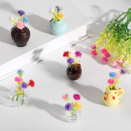 GOOZADA 6 Pack Mini Ceramic Vase Magnets, Glass Magnet Vases for Refrigerator, Cute Mini Vase Magnets for Fridge, Kitchen, Office, Locker with Artificial