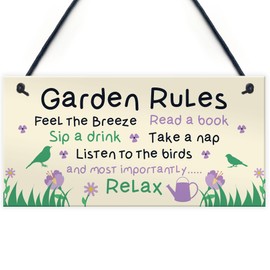 Red Ocean Garden Sign Gardening Gifts Garden Rules Sign Novelty Garden Plaque Gift for Women Men Sign For Gardeners Shed Sign Shed Plaque Gardener Accessories
