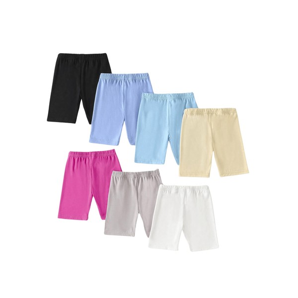 SweatyRocks Girl's 7 Pack Yoga Short Elastic High Waist Knee