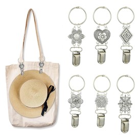 Stiesy 6 Pcs Alloy Anti-Loss Hat Clips for Travel on Bag Backpack Luggage Vintage Outdoor Gear Clips for Hats Masks Gloves