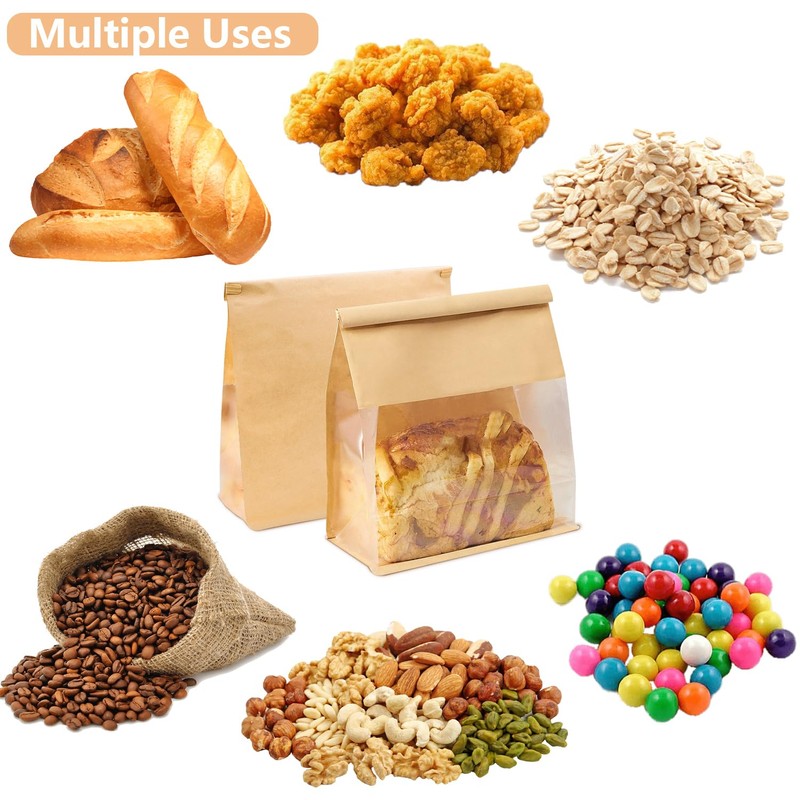Heavy Duty Large Kraft Paper Bread Bags with Tin Tie