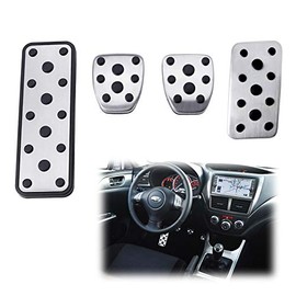 iJDMTOY 4pc Set Track Design Silver Aluminum Foot Pedal Covers Compatible With Subaru Outback Legacy Manual Transmission
