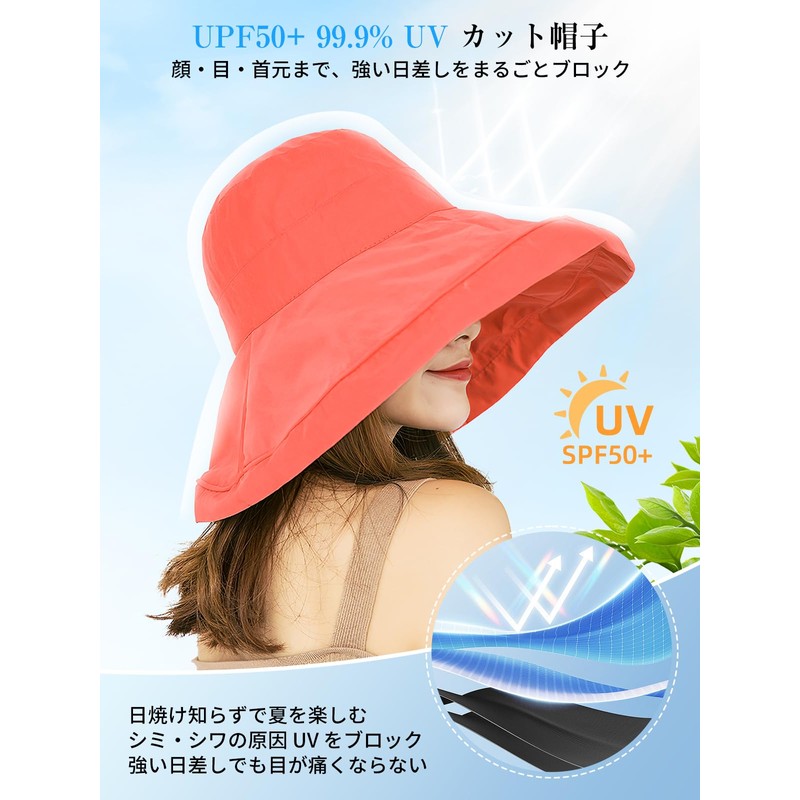 CANFEEL Women's UV Protection Hat, Sun Hat, Wide Brim, Small