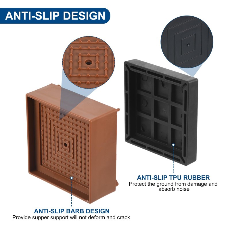 uxcell Bed Risers 4Pcs, 4.3 Inch Furniture Risers Square Adjustable