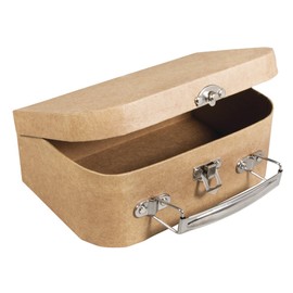 Rayher 67204000 Papier Mache Suitcase with Metal Handle, Sturdy Cardboard Carrying Case for Crafting, 12 x 8.5 x 5 cm