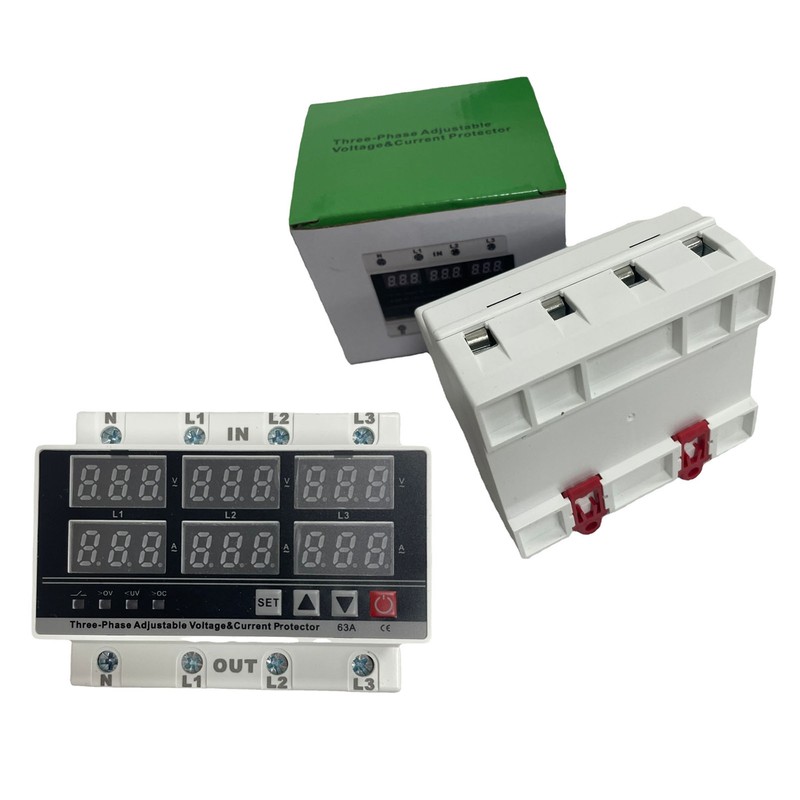 Under Over Voltage Protector 63A 3 Phase 4 Wire Adjustable
