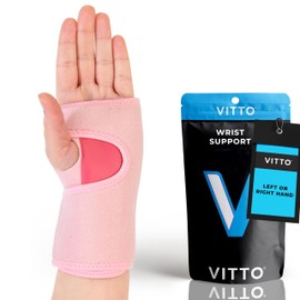 VITTO Handgelenkstütze - Handbandage Handgelenk für Sehnenscheidenentzündung, Karpaltunnelsyndrom und Athrose (Links Rosa, M)
