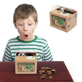 PowerKing Panda Alcancía para Niños,Hucha de Niños, Alcancía para Ahorrar Dinero,Caja de Monedas, Regalo Creativo, con Voz en Inglés Hablando