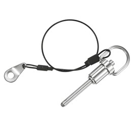 M METERXITY Push-Button Ball Locking Pin, 3/16" [5mm] Dia., 1-3/16"[30mm] Usage Length Ring Quick Release Lock Pins W Lanyard Cable for Speaker/Aviation/Gym/Machine [304 Stainless Steel]