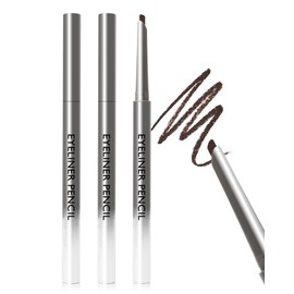 2 Pcs Brown Eyeliner Pencil Set, Waterproof Waterline Matte Gel Eyeliner, Long-Lasting Sweatproof Smudge Proof Gel Eye Liner Pencils for Women, Cream Texture Retractable Slim Angled Tip Makeup Pen-02