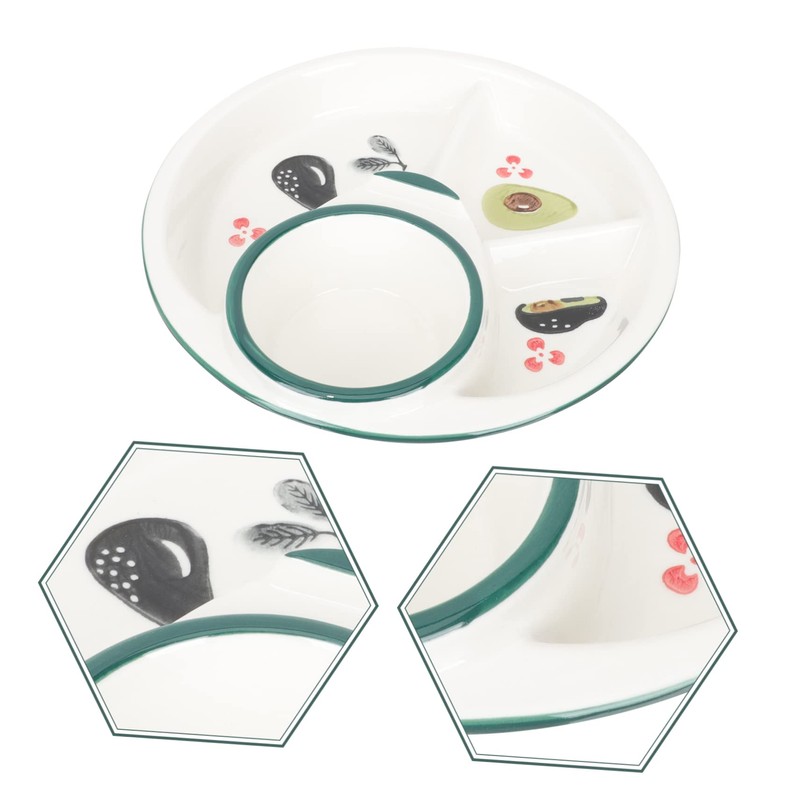 GRIRIW Chic Ceramic Dinner Plate Divided Sections for Bariatric Surgery