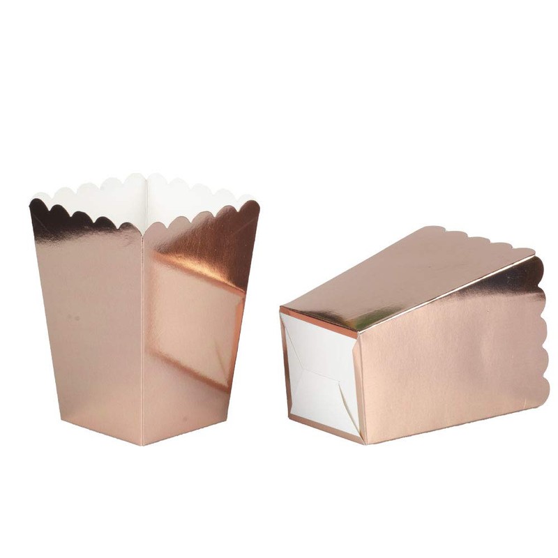 Rose Gold Popcorn Boxes Cardboard Container for Party Supplies,Pack of