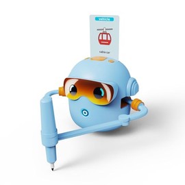 Drawing Robot for Kids, with 100 Word Cards, 12 Color Pens, Voice Interactive Educational Drawing Machine, Montessori Painting Learning Toys for 3 4 5 6 7 8 Year Old Boys Girls Birthday Party (Blue)