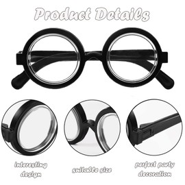 Heyumybit Nerd Glasses Black, Round Glasses for Adults, Retro Round Glasses, Thick Funny Nerd Glasses for Carnival, Fancy Dress, Theme Party, Fancy Dress, Accessory