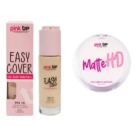 Polvo Mate Hd + Maquillaje Líquido Easy Cover Pink Up