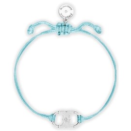 Tory Burch Embrace Ambition Gemini Link Corded Strand Bracelet, (Light Blue/Tory Silver-Tone)