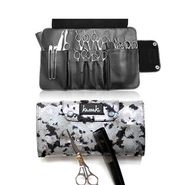 Kassaki Beauty Wallet Scissor Case Gift Purse Hairdressing Pouch Storage Wrap Tool Roll (Rustic Paint)