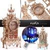 FUNPOLA 3D Wood Puzzle LED Tower Clock, DIY Architectural Building