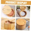 LABRIMP 2pcs Convenient Salt Box Wooden Seasoning Container Magnetic Lid