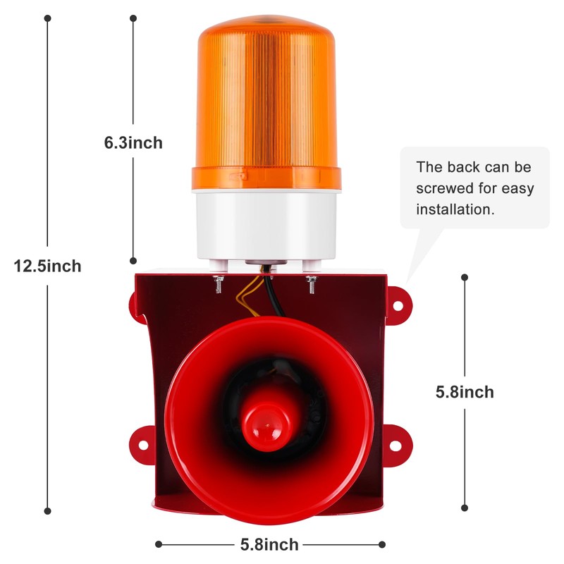 Saladulce 120dB Industrial Siren Alarm, IP55 Outdoor Sound and Light