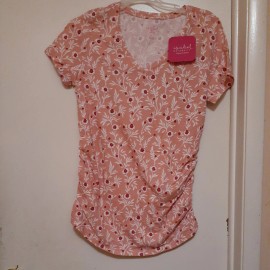 Isabel Maternity Side Shirred V-Neck Tee size M New W/Tags