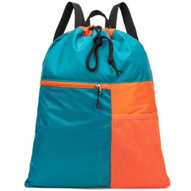 Drawstring Backpack Bag, Lightweight Sport Gym Sackpack, Peacock-Green