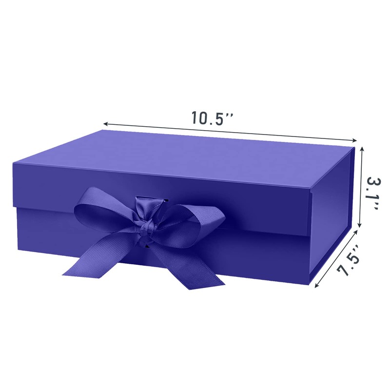 DaiUni 10.5"X7.5"X3.1" Blue Magnetic Gift Box with Lid and Ribbon