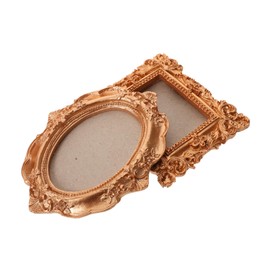 FUNOMOCYA 2pcs Vintage Mini Magnetic Picture Frames Resin Oval Refrigerator Magnets for Small Photos Display Rustic Retro Style Keepsake Memory Showcase