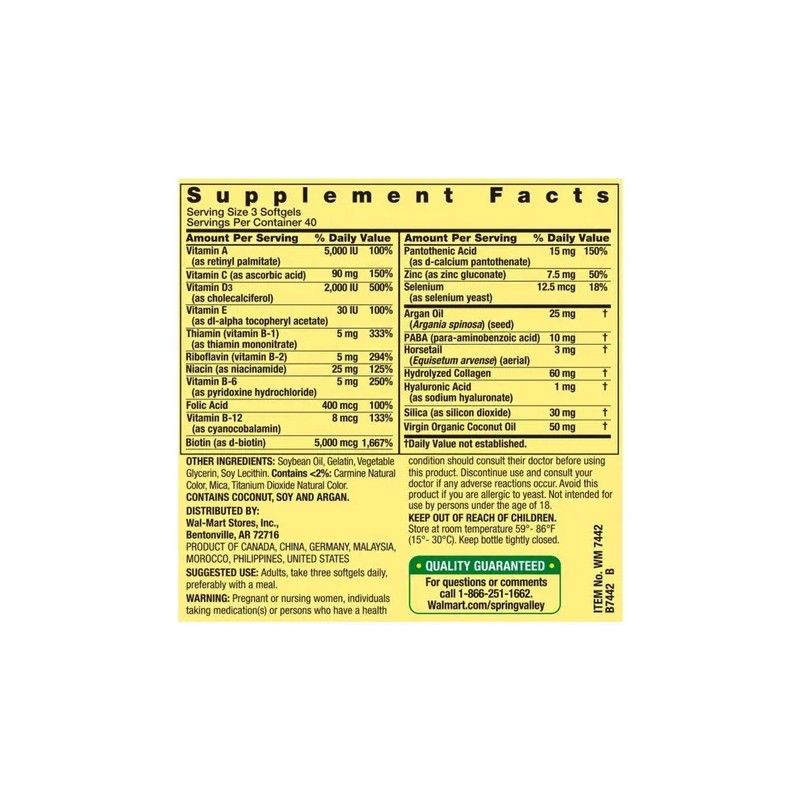 Biotina 5000mcg Colágeno Uñas Piel Cabello (120 Cápsulas)