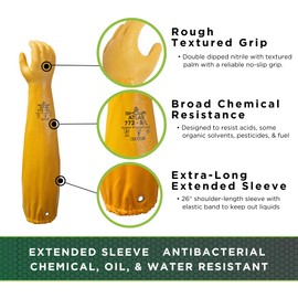 SHOWA Atlas 772 Double Nitrile Coated Full-Arm Chemical Resistant Safety Glove with Cotton/Poly Liner, 20 Mil Thick, 26" Length, Large (12 Pair)