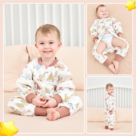 ikaufen Baby Sleep Sack 100% Cotton Smart Thermostatic Stay Snug Swaddle Transition Sleeping Bag 1.0 TOG 24-36Months(L)
