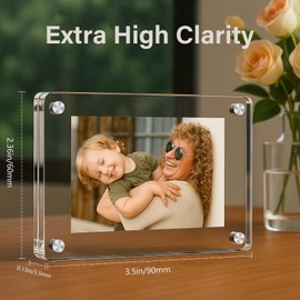 Natuvee Acrylic Magnetic Picture Frames Mini, 2x3 Ultra Clear Small Polaroid Magnet Frame for Refrigerator, UV-Resistant Instax Mini Fridges Picture Frame Photo Wall Display, 2.36" x 3.54", 15 Pack