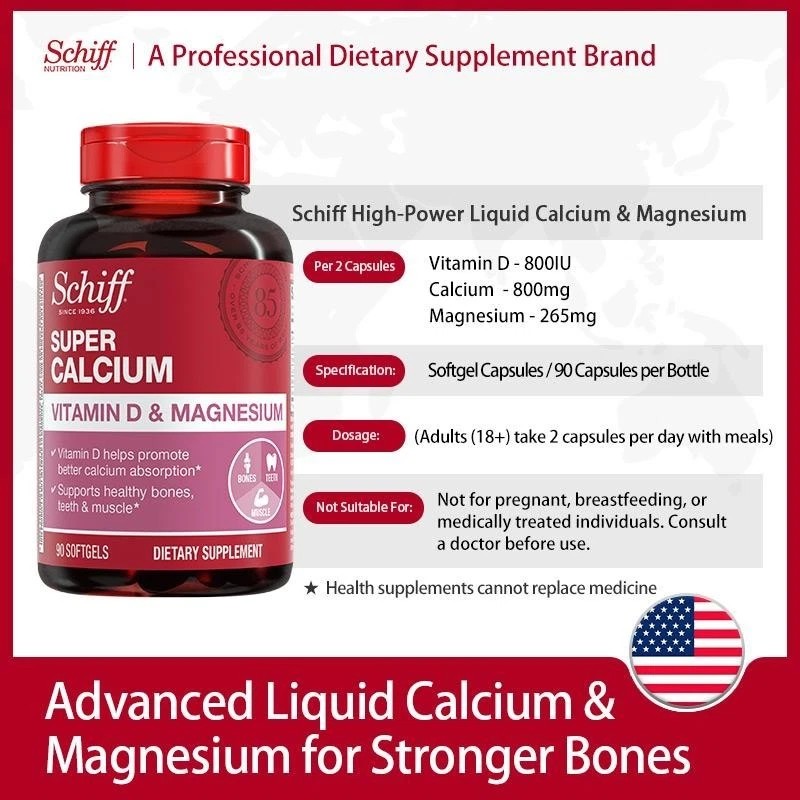 Schiff Super Calcium 800mg Plus Magnesium with Vitamin D3, 90