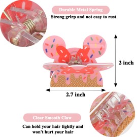 MOTIBACK 2Pcs Cute Mouse Ears Hair Claw Clips for Women Girls, Stylish Cartoon Hair Clips with Non-Slip Grip, Perfect Claw Clips for Thick Hair & Thin Hair, Party, Theme Park Trips & Fun Gifts