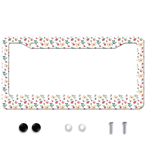 MFQLL License Plate Frame with Letter Grapes Florals Crowns, Elegant