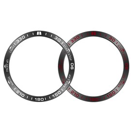SHEAWA for Garmin Fenix 8 AMOLED 47mm Bezel Ring Set of 2 Protective Ring Stainless Steel Cover Case Scratch Resistant Shockproof Accessories (Black x White + Black x Red)