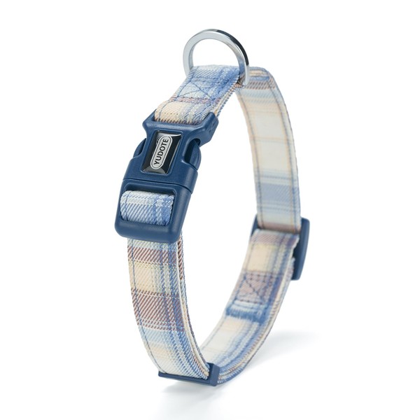 YUDOTE Soft Dog Collar Cloth Wrapped British Style Plaid Collars